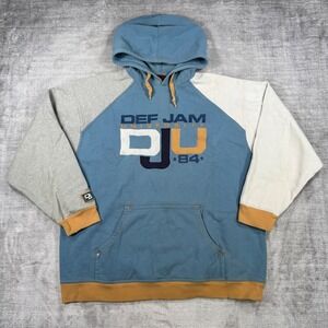 Def Jam University Sweatshirt Mens XL Blue Vintage Y2K Colorblock Hip Hop Hoodie